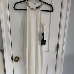 White and gold prom dress